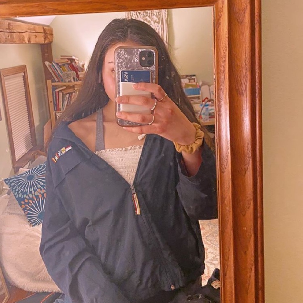 Vintage blue rain jacket/windbreaker